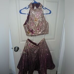 Pink & gold Jovani Homecoming Dress, Size 4
